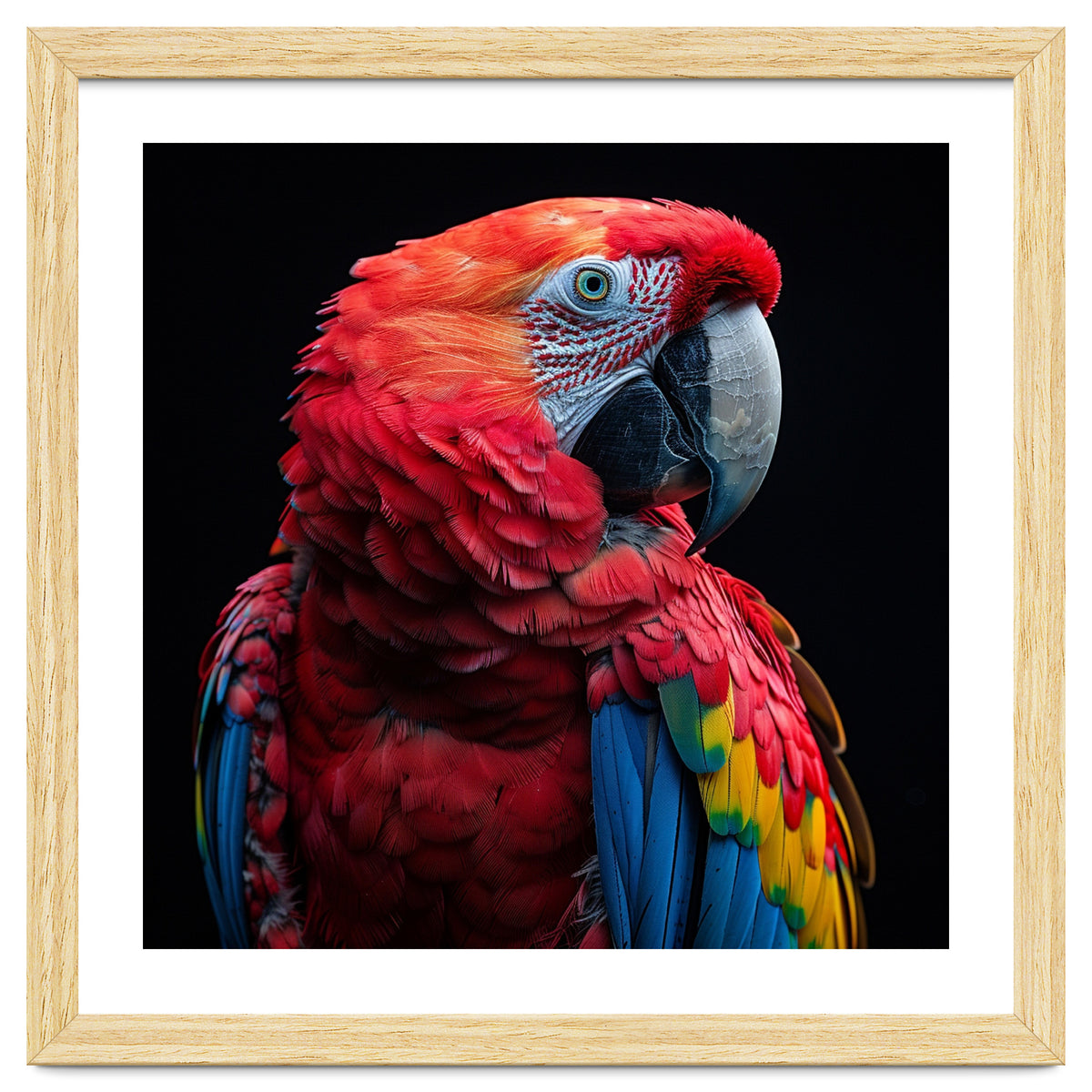 Scarlet Macaw Parrot Close Up Portrait