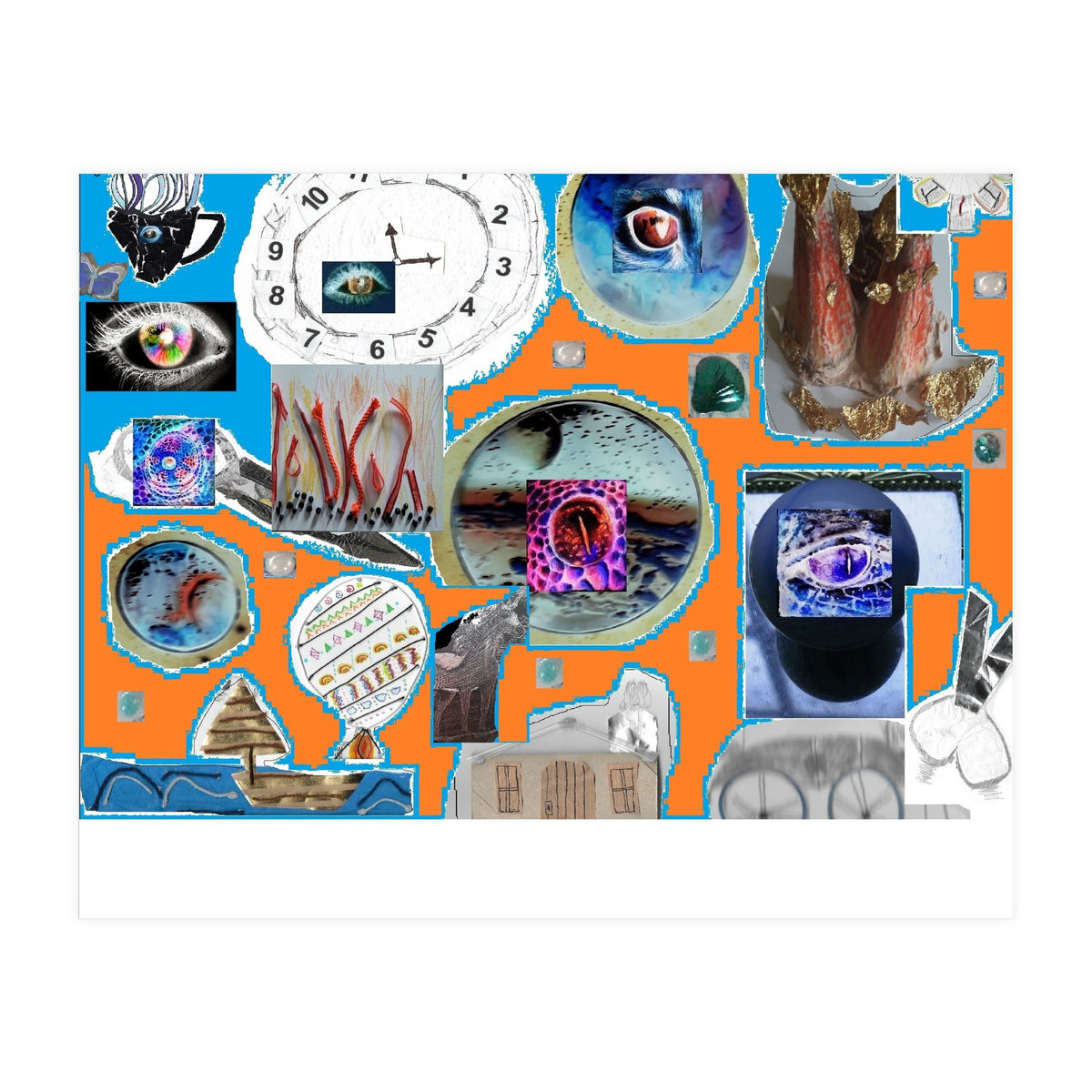 Abstract Collage 3 D Material Design Original (Print Only)