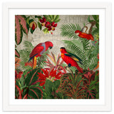 Vintage Rainforest With Tropical Red Parrots thumbnail