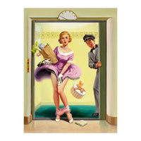 Pinup Sexy Girl Had Accident While Leaving The Elevator (Print Only)