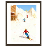 Skiing on Ice Cream Mountains, Miniature Skiers Winter Art Print for Kitchen Decor thumbnail