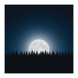 Midnight Serenity: Full Moon Over Forest Silhouettes (Print Only) thumbnail