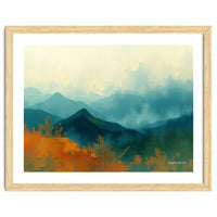 Long Title Misty Blue Mountain Range Landscape