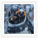 Penguin In Snow Falling Close Up Portrait thumbnail