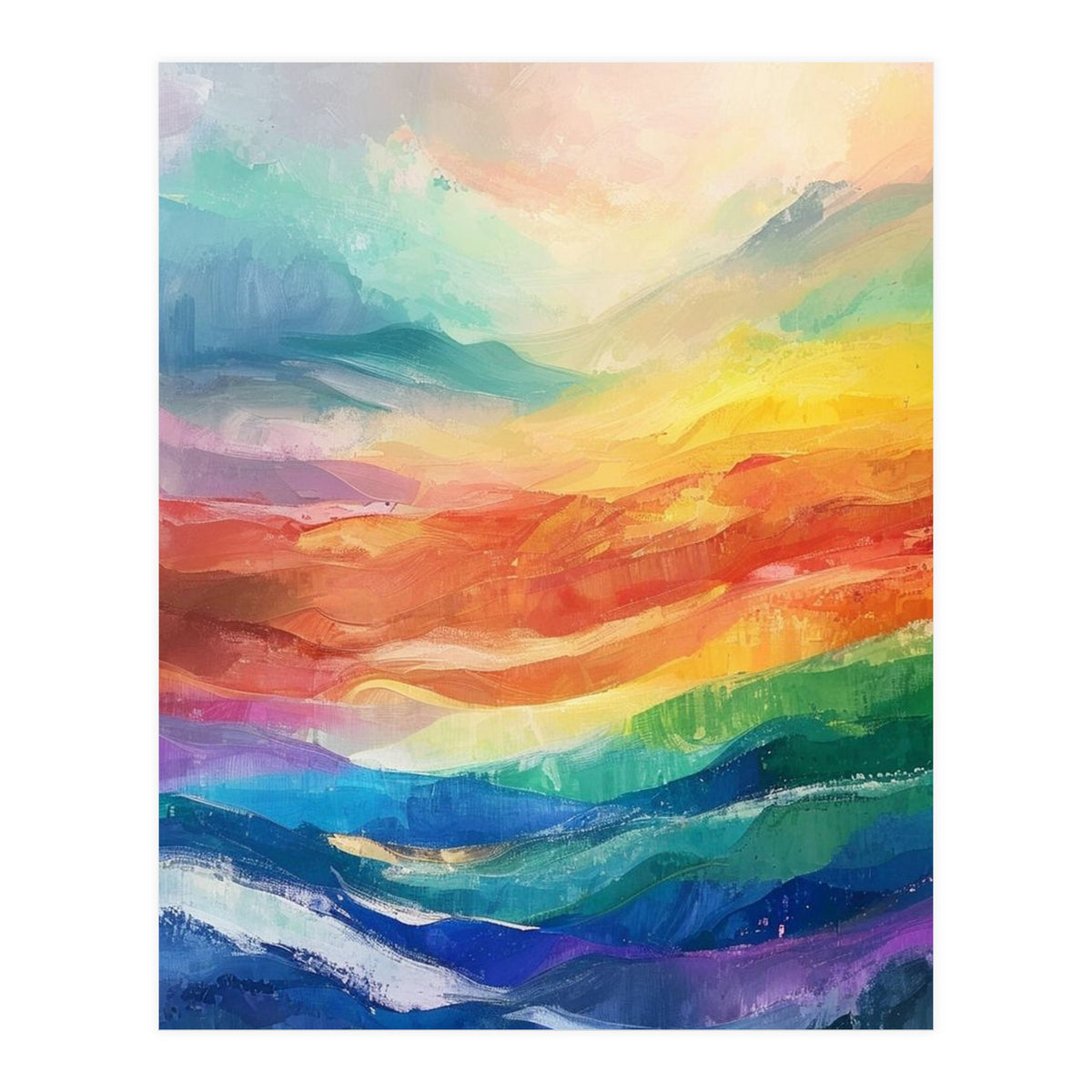 Vibrant Impasto Abstract Landscape Painting (Print Only)