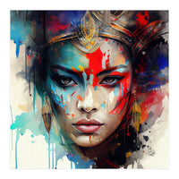 Crowned Mask Asian Warrior Portrait (Print Only)