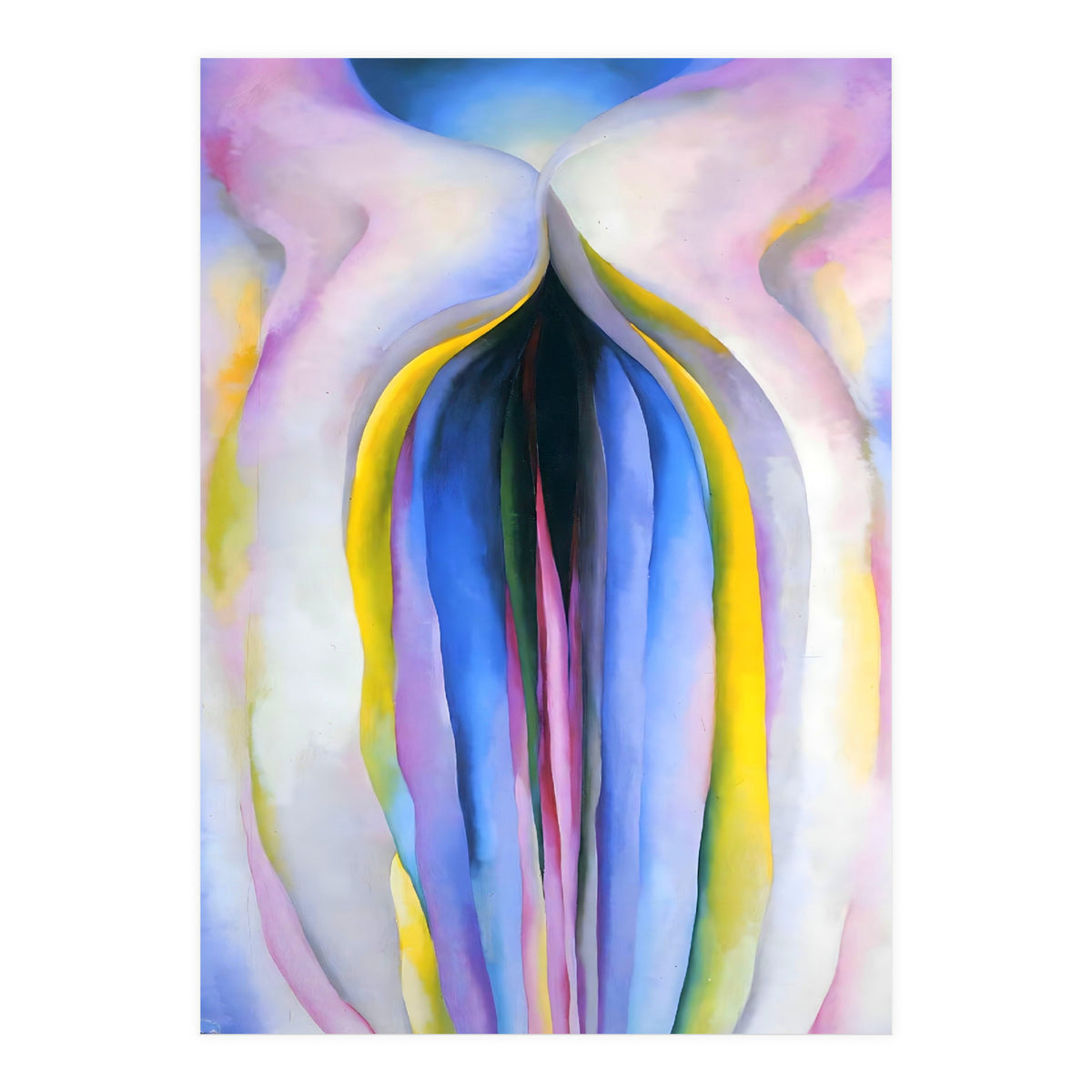 Georgia O’Keeffe – Grey Line with Black, Blue and Yellow (1923) | Elegant Abstract Modernist Composition with Bold Color Contrast (Print Only)