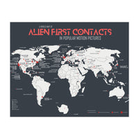 World Map of Alien First Contacts in Movies (Print Only)