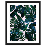 Tropical Nature Monstera Watercolor Painting, Botanical Jungle Dark Palm Illustration thumbnail