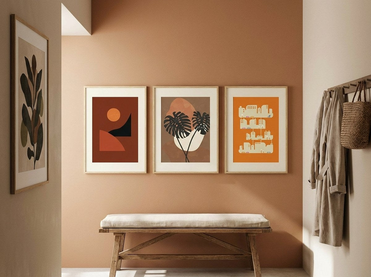 Earthen Abstracts Gallery Wall Set arrangement