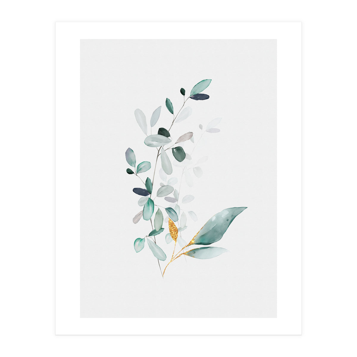Modern Botanical Gold & Sage Study 01 (Print Only)