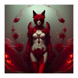 Red Floral Fox Vixen in Lingerie with Roses (Print Only) thumbnail