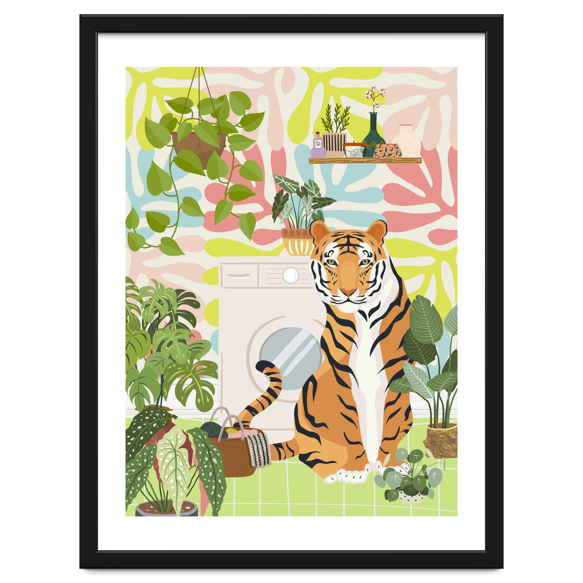 Tiger in Matisse Style Bathroom