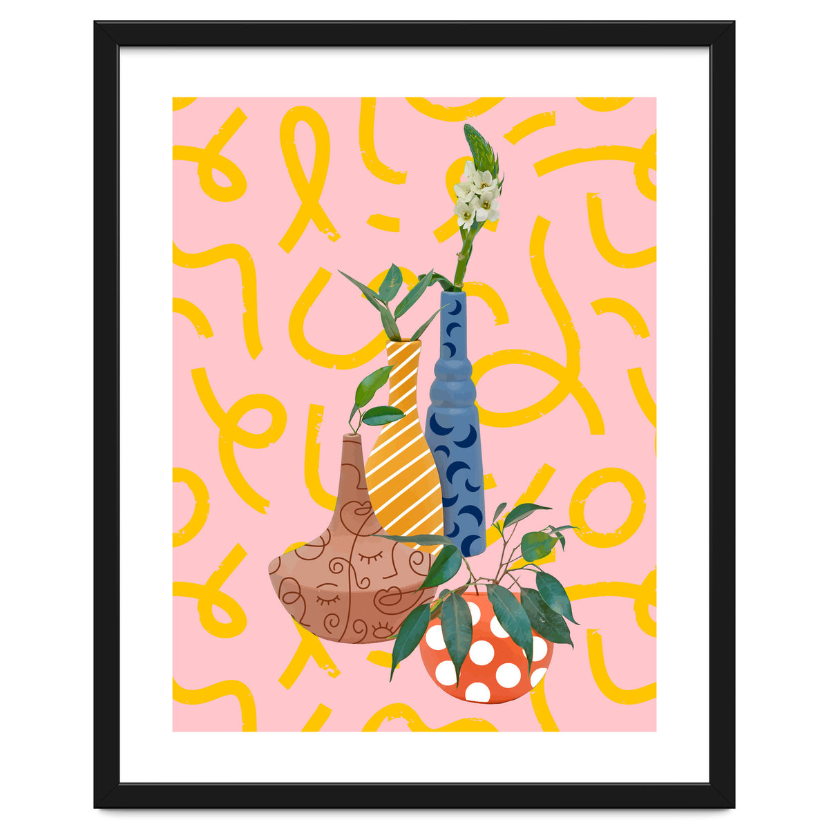 Modern Botanicals, Abstract Plant Pots, Quirky Nature Bohemian, Contemporary Decor