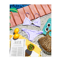 Summer on my mind, Tropical Travel Swimming Pool Fashion Illustration, Eclectic Beachy Summer Bikini (Print Only)