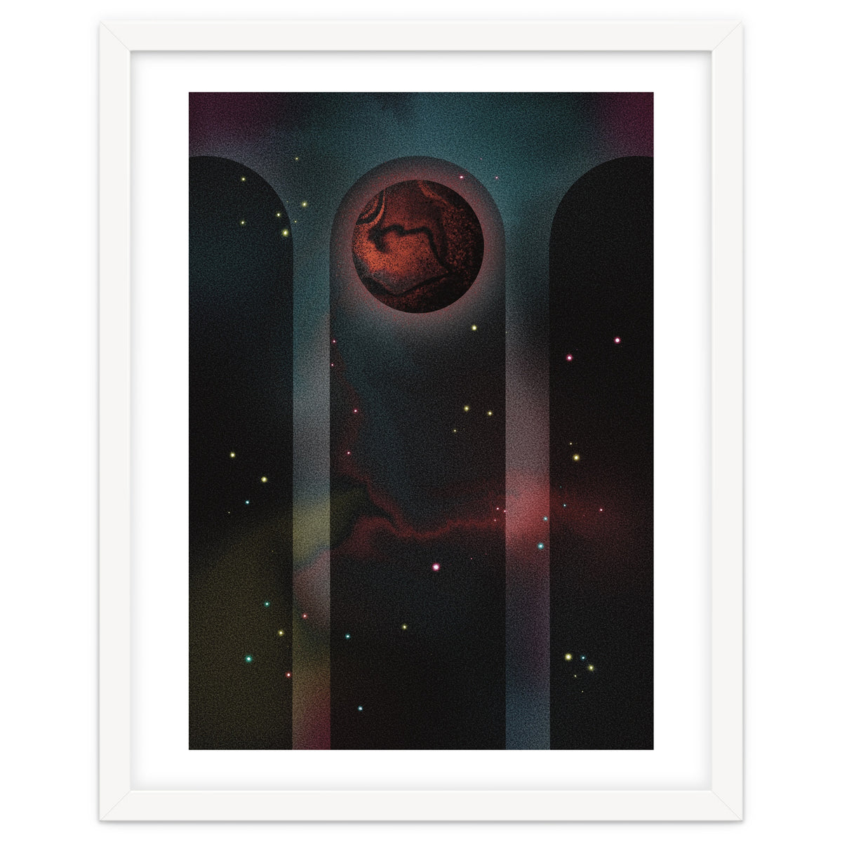 Space Temple with red planet