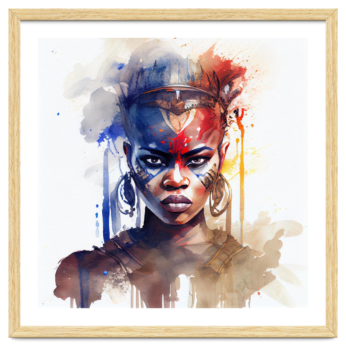 Watercolor African Warrior Woman #1
