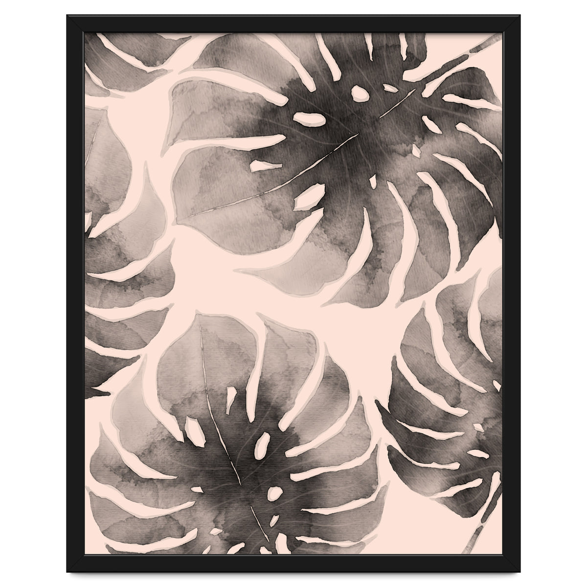 Monstera pink and gray watercolor