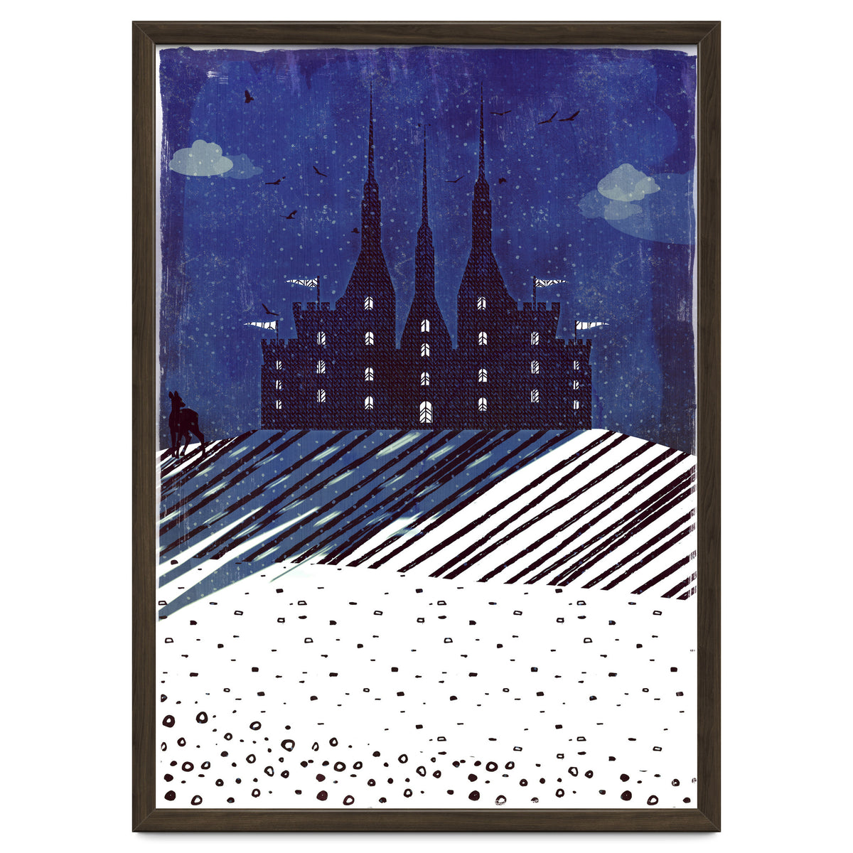 Castle on the hill at night