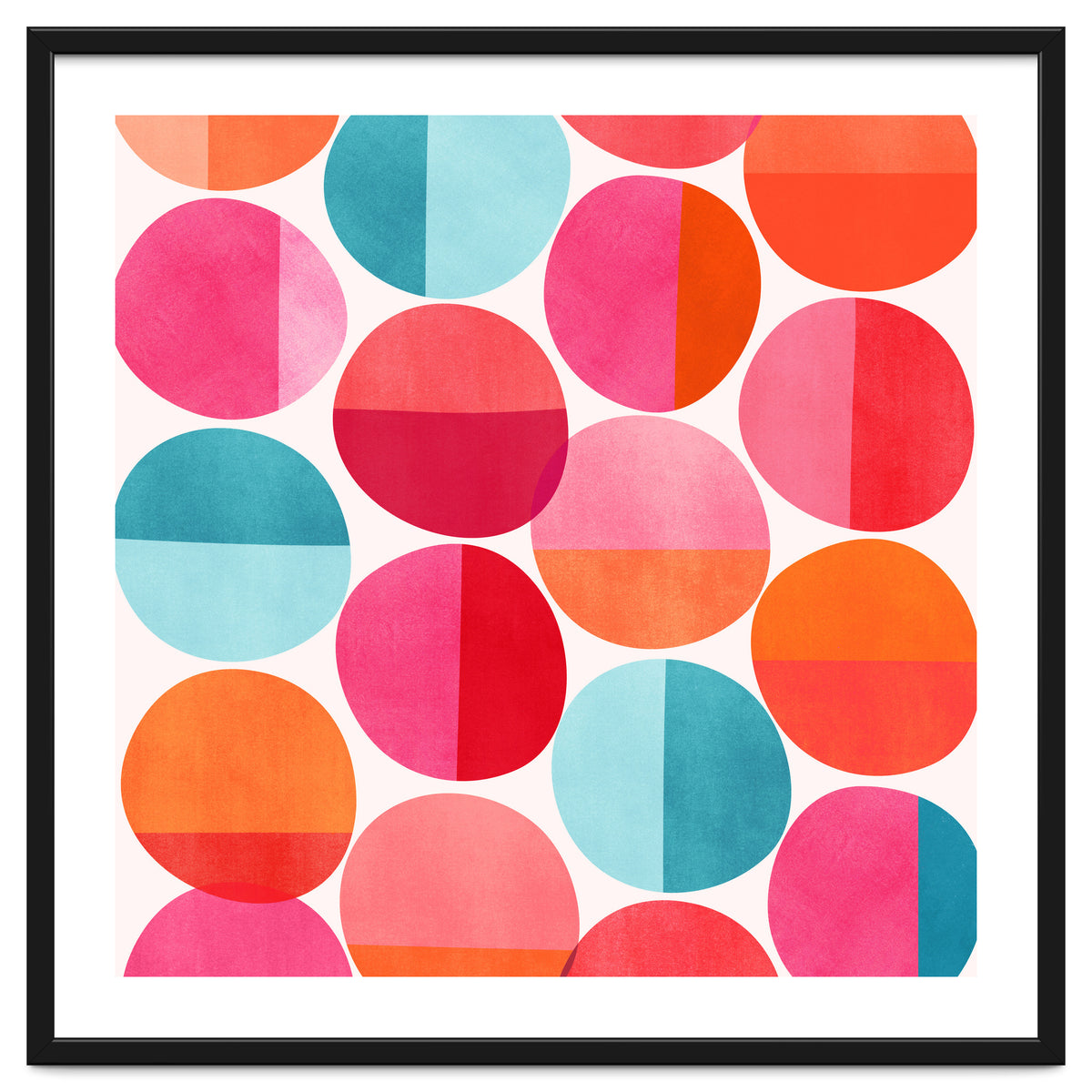 Mid Century Pink and Orange Dots