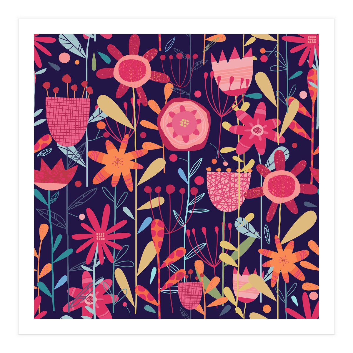 Wild Weeds And Flowers Dark (Print Only)