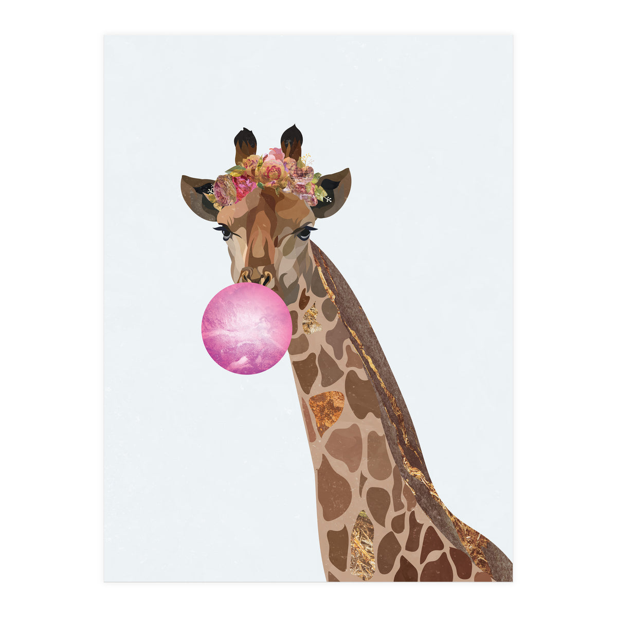 Bubble gum Giraffe Portrait (Print Only)