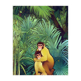 Monkey Love, Tropical Jungle Botanical Nature, Plants Forest Bohemian Animals, Wildlife Eclectic Vintage (Print Only) thumbnail