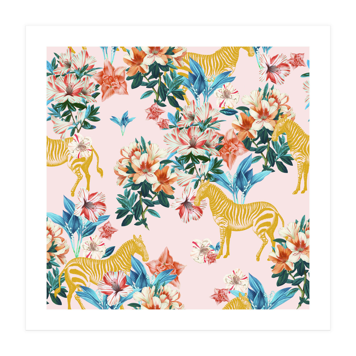 Floral And Zebras (Print Only)