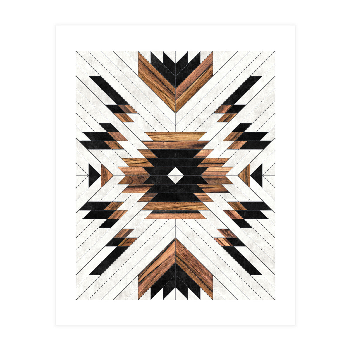 Urban Tribal Pattern No.5 - Aztec - Concrete and Wood (Print Only)