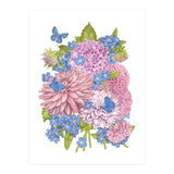 Pink Flowers and Butterflies (Print Only) thumbnail