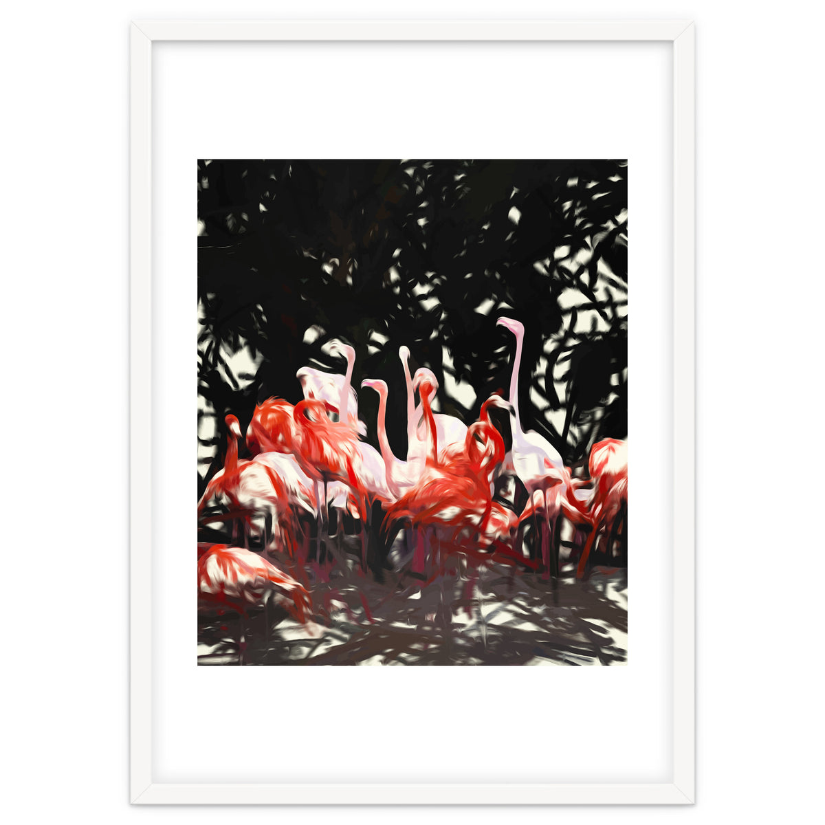 Flamingoes Under The Banyan Tree