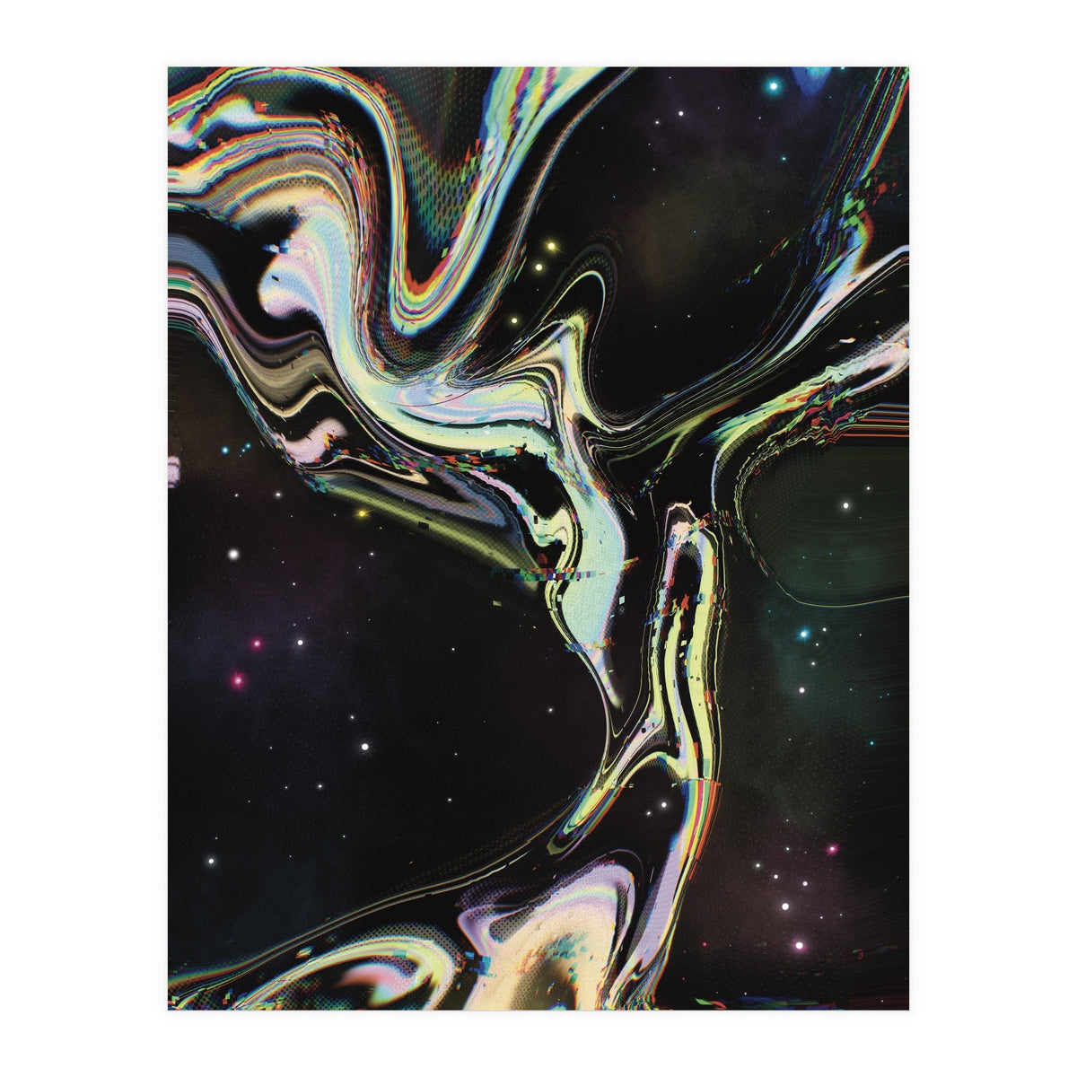 Glitch Black Space Nebula (Print Only)
