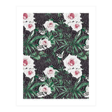 Dark flowery abstract of birds (Print Only) thumbnail