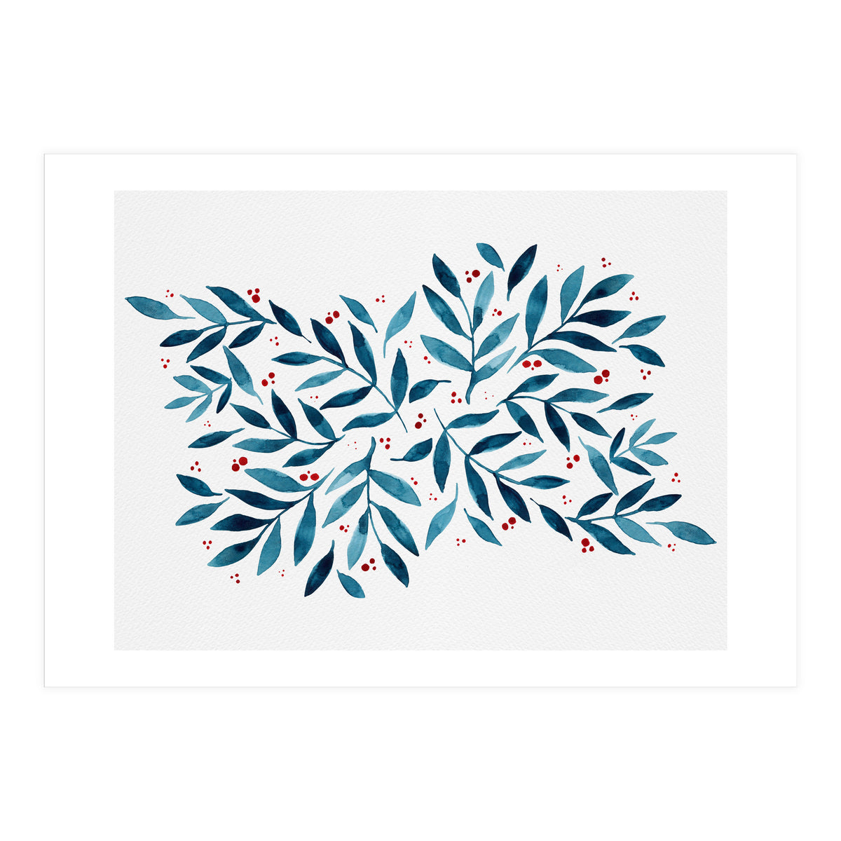 Teal Branches And Dots (Print Only)