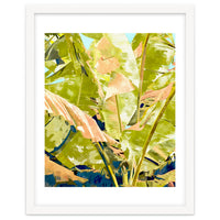 Blush Banana Tree, Tropical Banana Leaves Painting