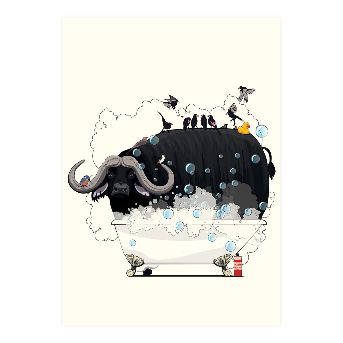 Buffalo in the Bath, Funny Bathroom Humour (Print Only)