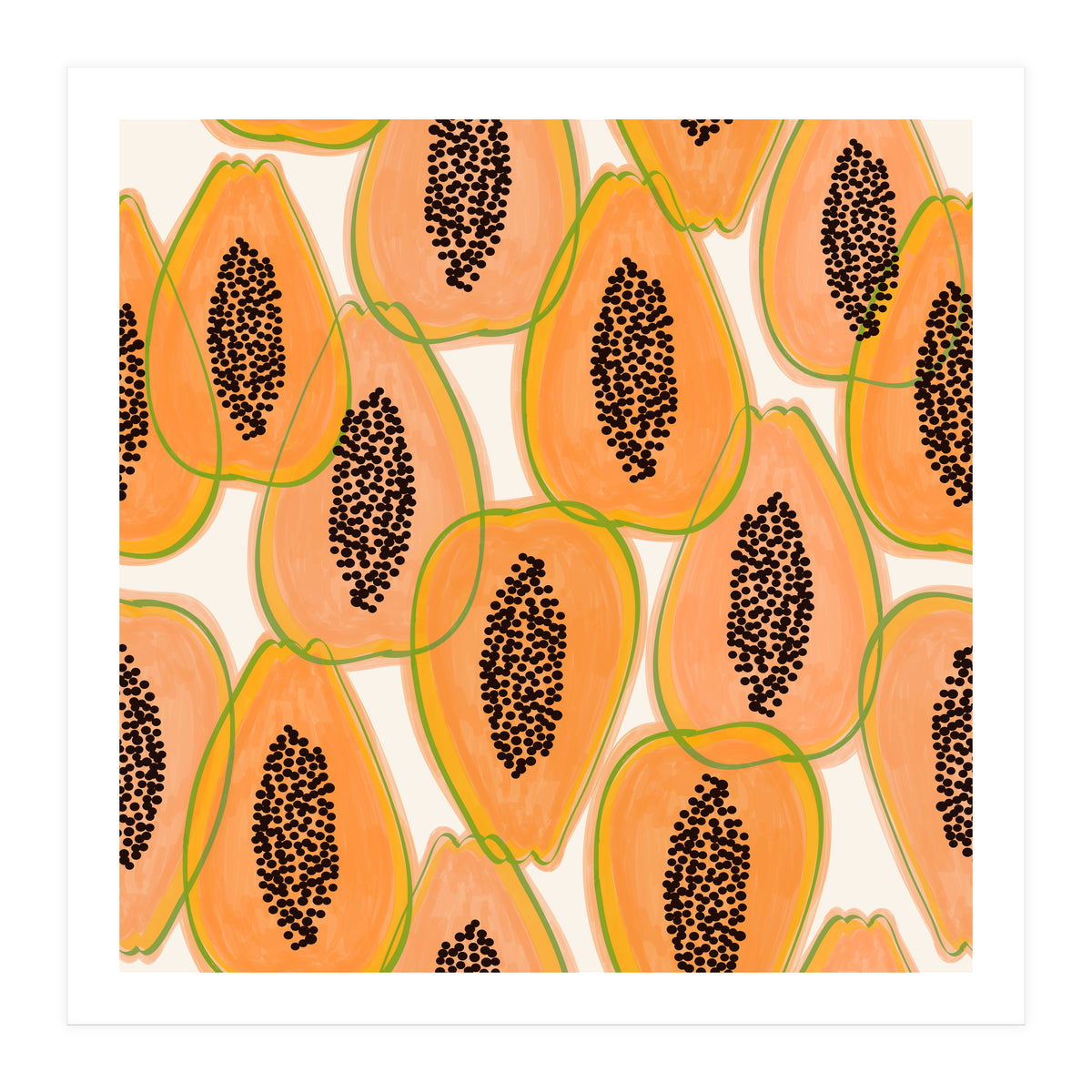 Papaya Cravings | Pastel Watercolor Tropical Fruit Food Painting | Juicy Sweet Illustration (Print Only)