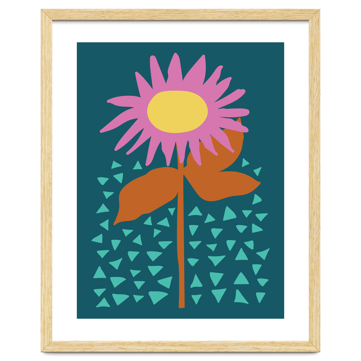 Pink Flower on Teal