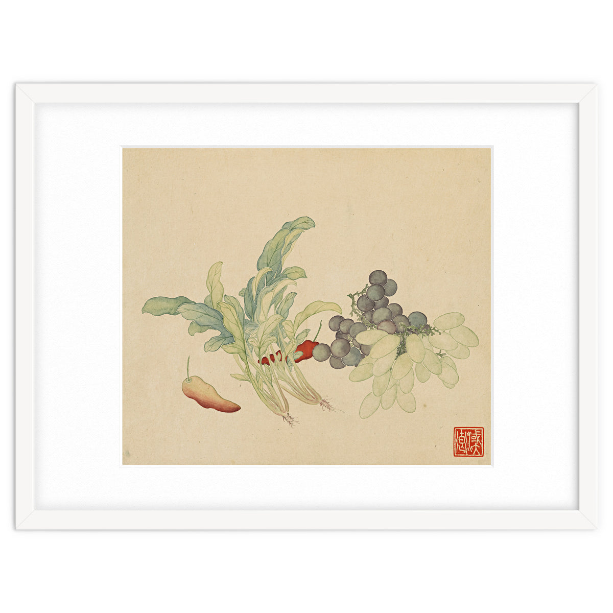 Wang Chengyu ~ Flowers And Vegetables, Vegetables, Fruits, Peppers, Millet Hot, Grapes, Spinach