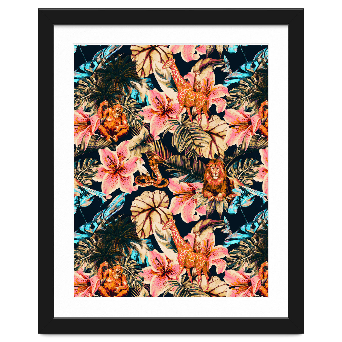 Wild animals in the dark of the jungle 02