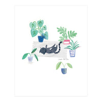 Black Cat And House Plants (Print Only)