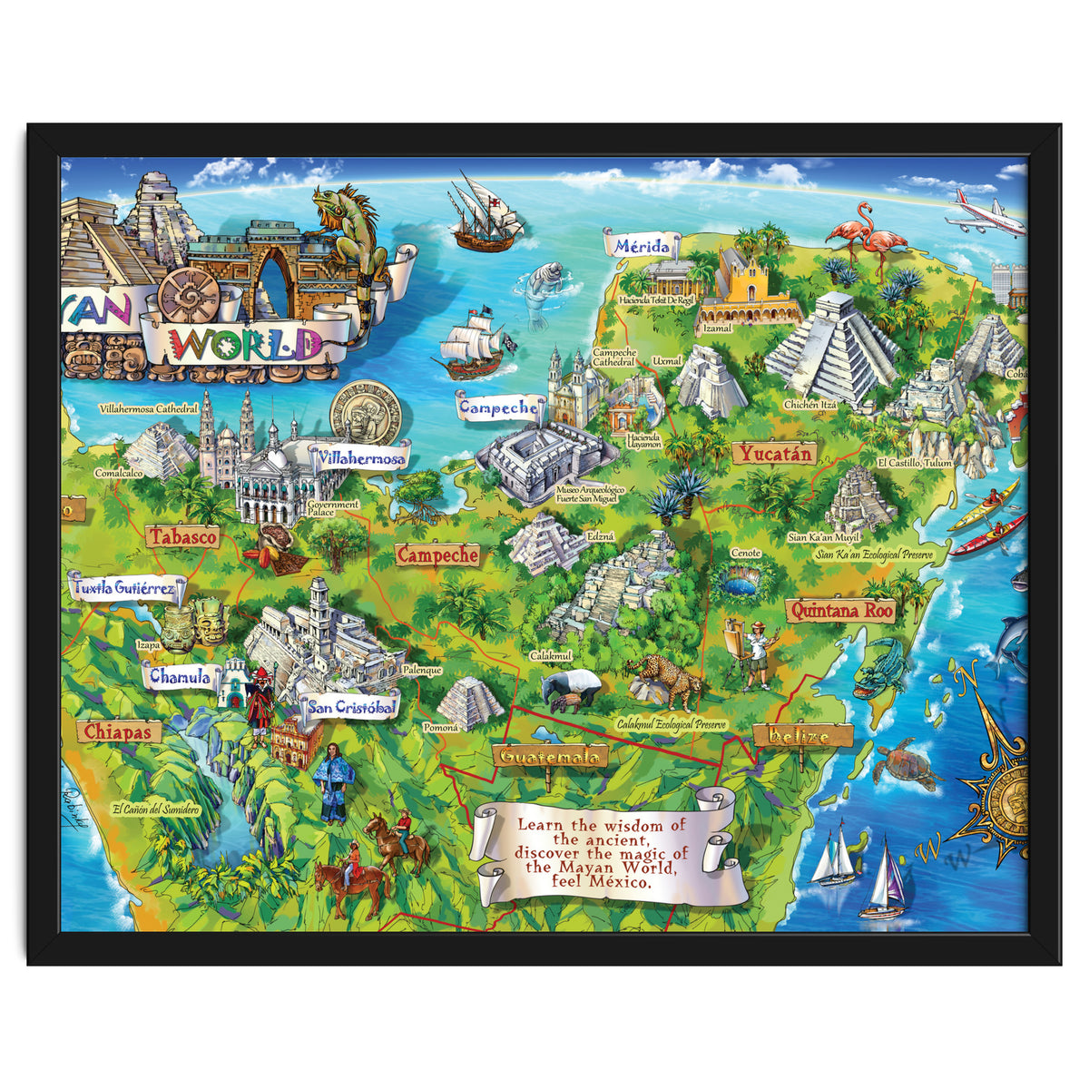 Yucatan Map Illustration