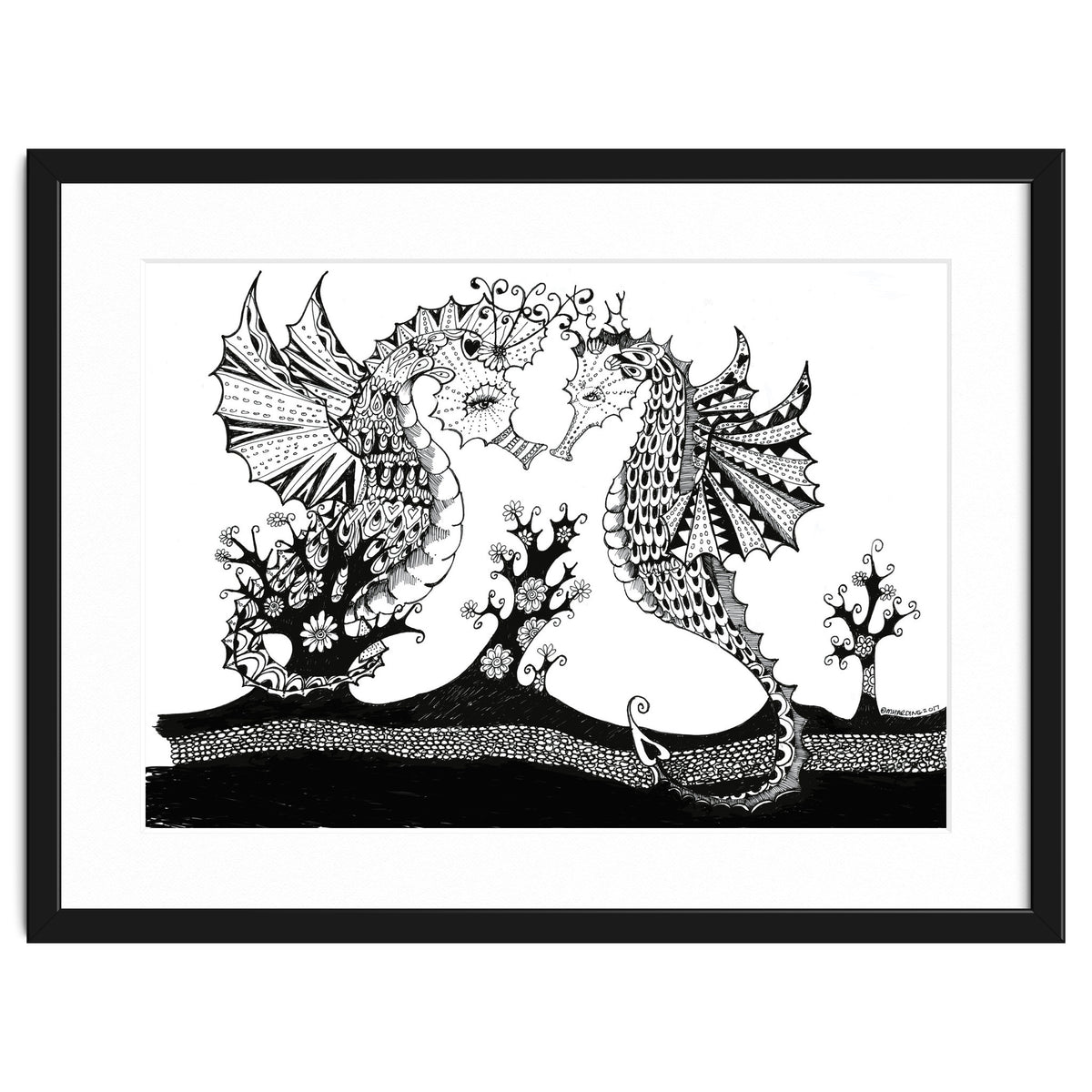 Seahorse Dragons Love Illustration
