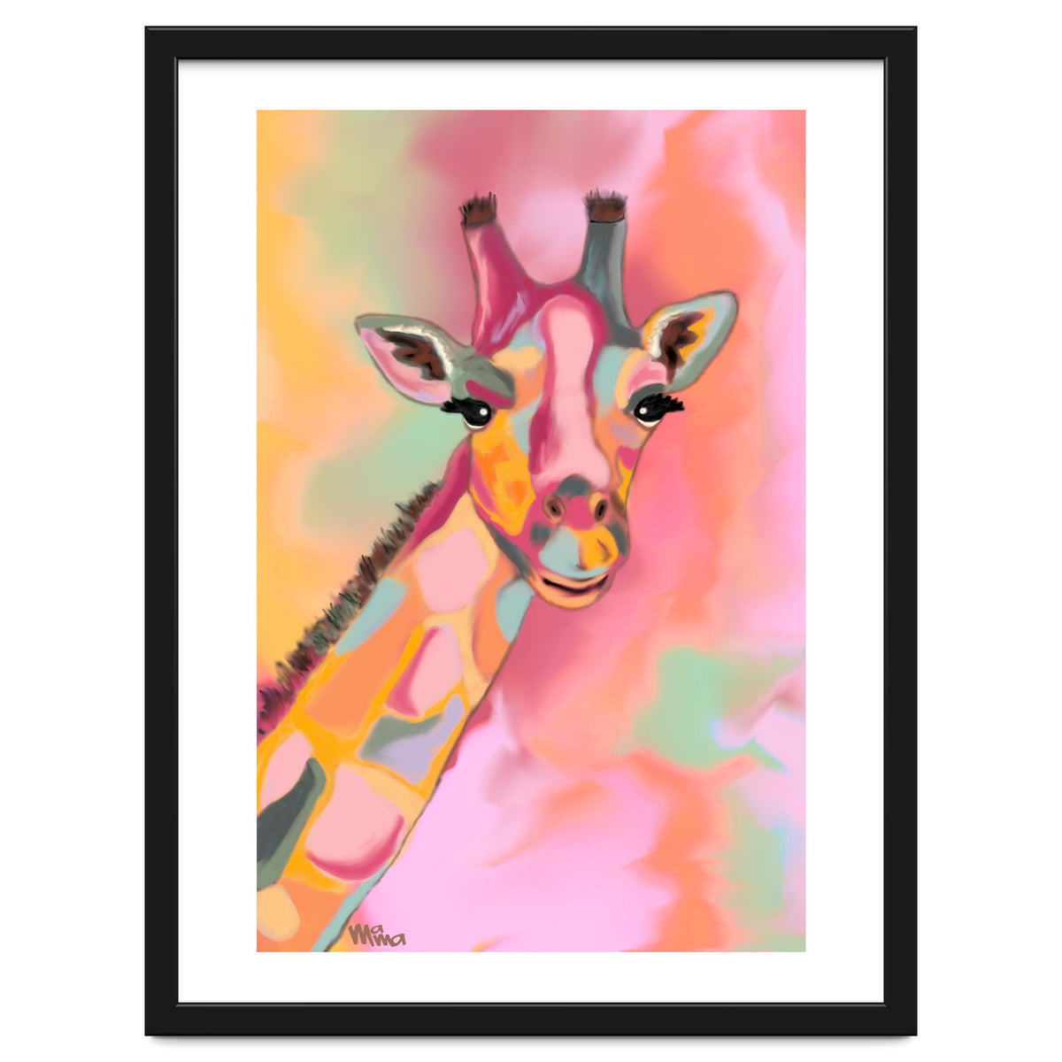 Giraffe Reaching the Rainbow