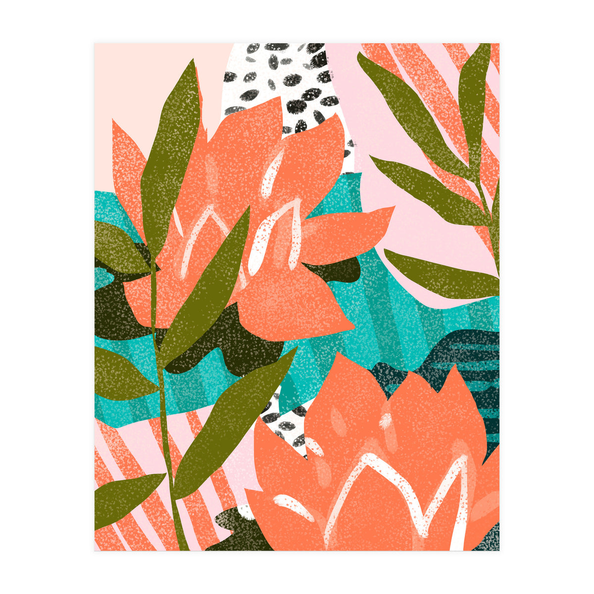 Forever in My Garden | Abstract Botanical Nature Plants Floral Painting | Quirky Modern Contemporary (Print Only)