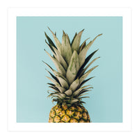 Pineapple On Blue Background (Print Only)