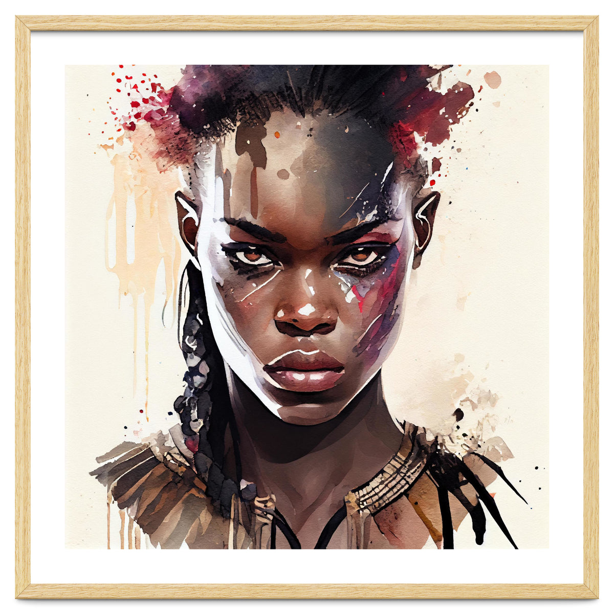 Watercolor African Warrior Woman #2