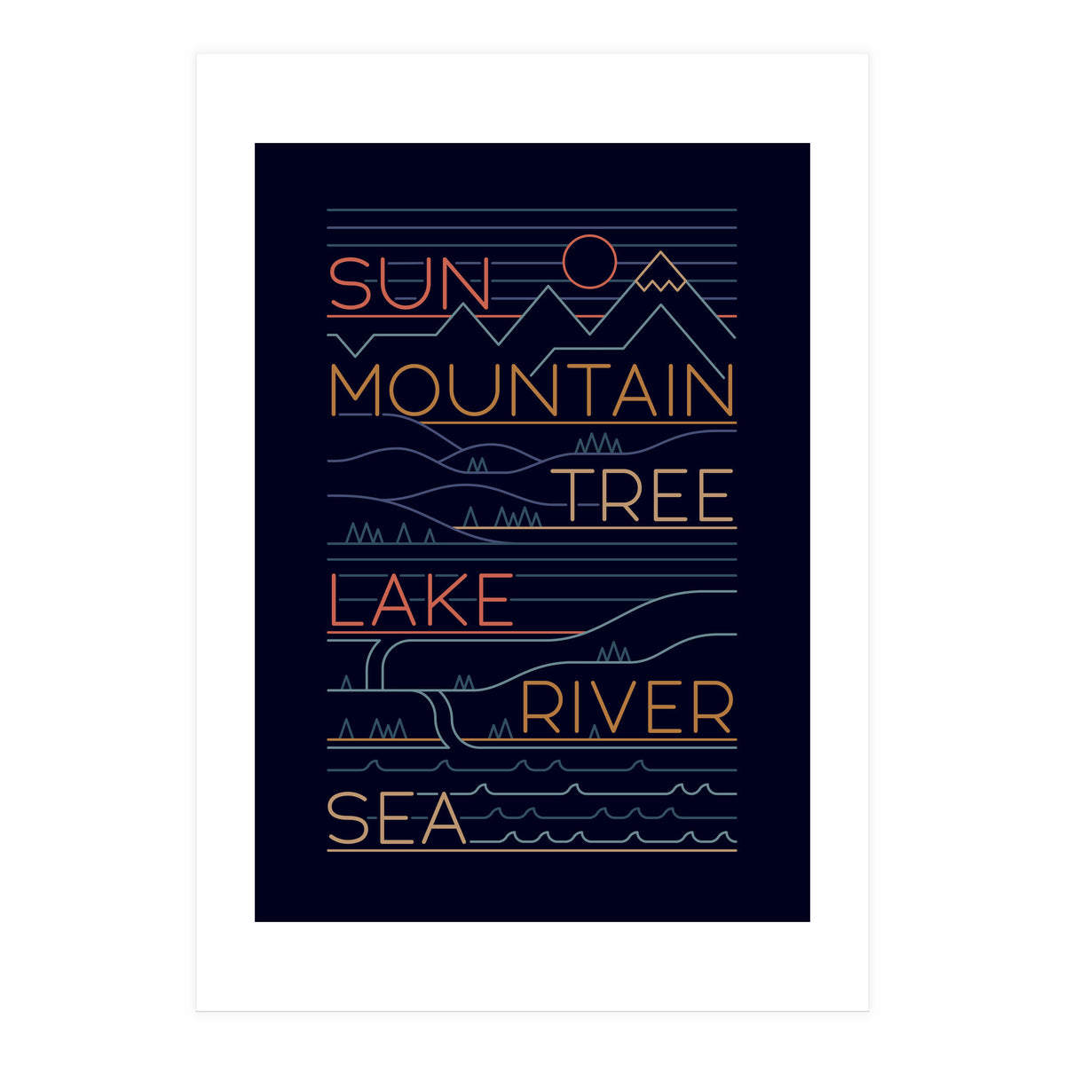 Sun, Mountain, Tree (Print Only)
