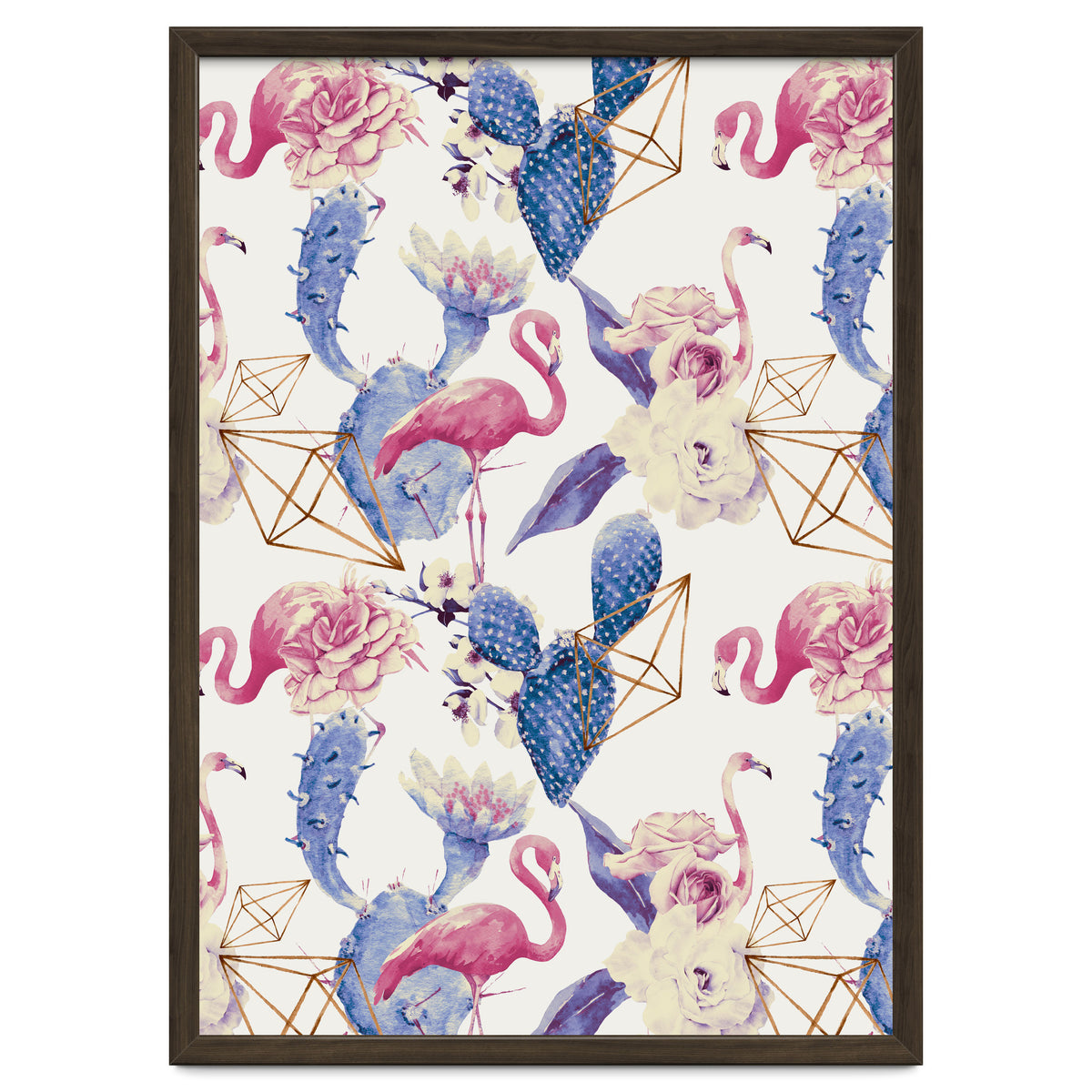 Flamingos, geometric and flowers 02