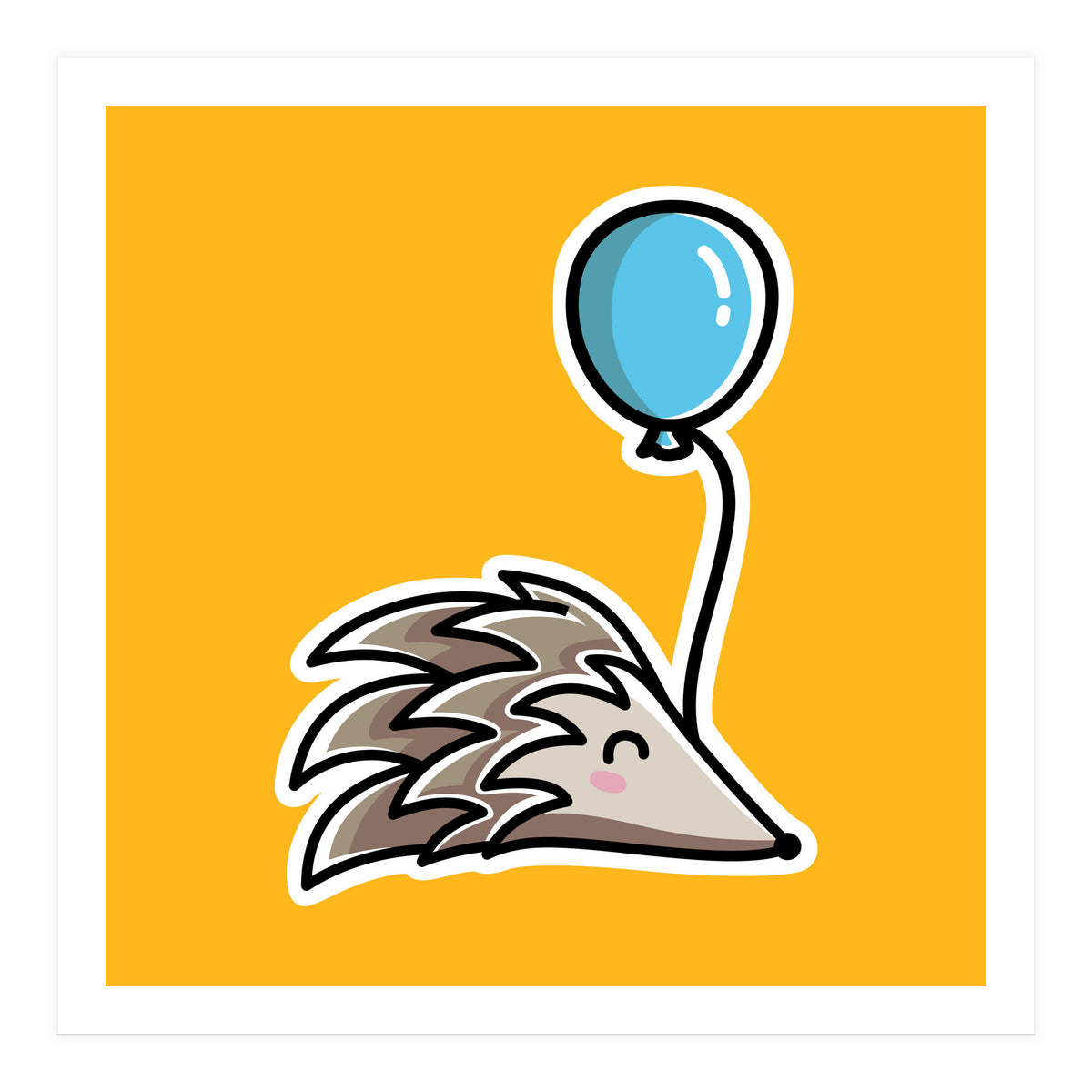 Kawaii Cute Hedgehog With Balloon (Print Only)